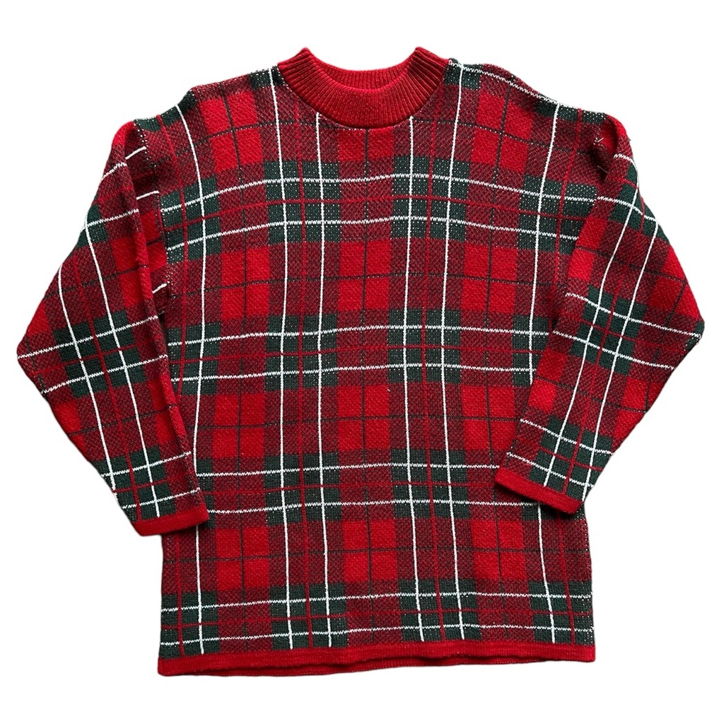 Vintage made in USA vintage plaid Christmas sweater women’s large holiday